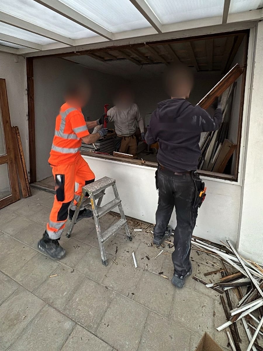Before: the old window being taken out